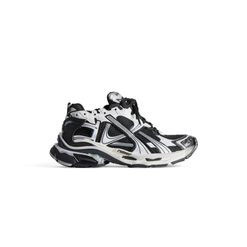 Balenciaga Runner Style 677403 in Bicolor Mesh White-Black - Picture 2 of 12